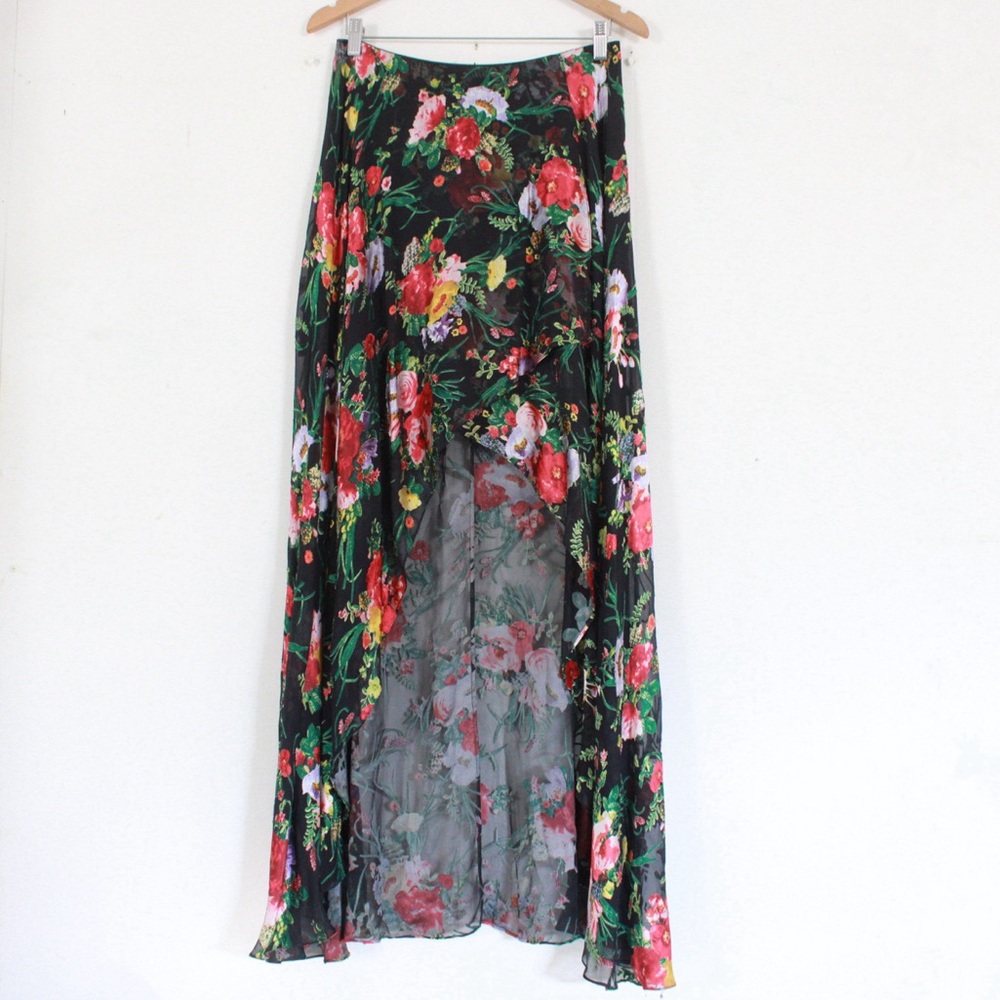 Alice + Olivia Kirstie Floral Burnout High Low Skirt